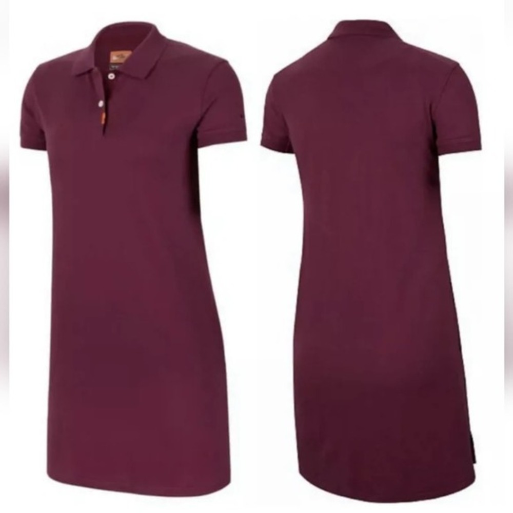 Nike Golf Women Polo Dress Burgundy BV0193 010 Collar Short Sleeve Pockets Sma